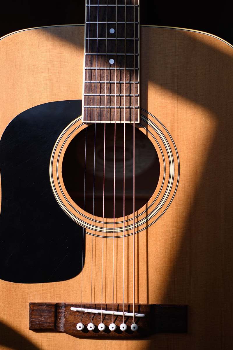 leisure activities photo of brown gutiar fret guitar